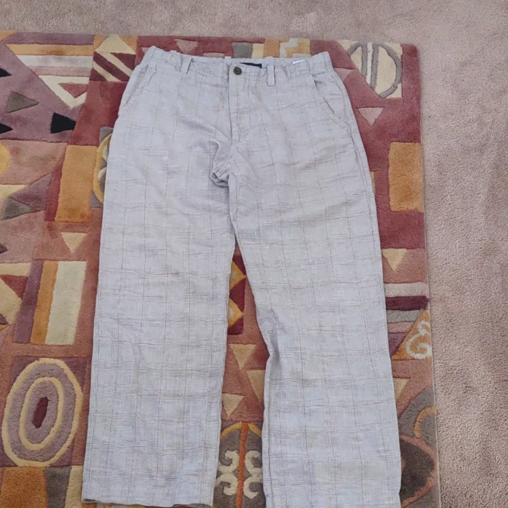 Banana Republic Linen Blend Plaid Pants, 32x30